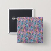 Harlequin-Wasserfarbe Diamant geometrisches Muster Button (Vorne & Hinten)