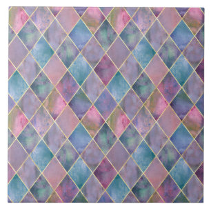 Harlequin-Wasserfarbe-Diamant-Geometrisches Muster Fliese