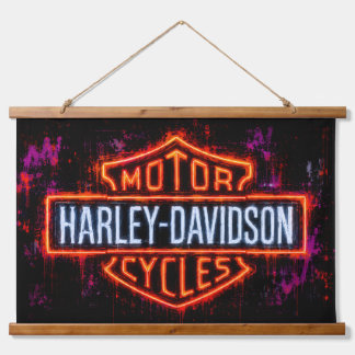 Harley-Davidson-Logo-Kunst Wandteppich Mit Holzrahmen