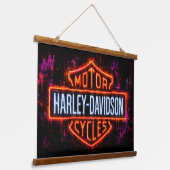 Harley-Davidson-Logo-Kunst Wandteppich Mit Holzrahmen (Gewinkelt)