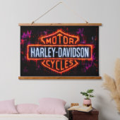 Harley-Davidson-Logo-Kunst Wandteppich Mit Holzrahmen (Schlafzimmer)
