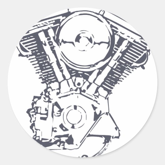 Harley Evolution V-Twin Runder Aufkleber (Vorderseite)