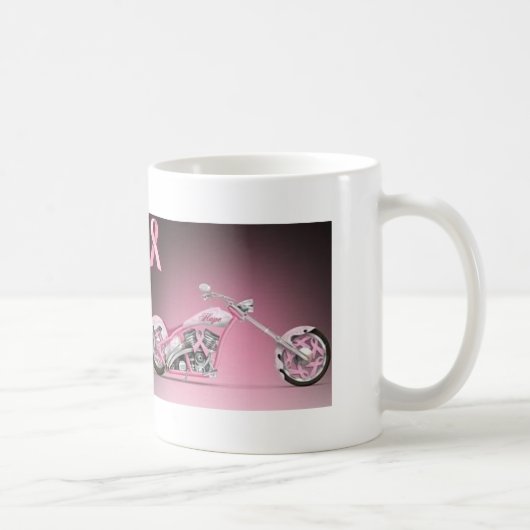 Harley Fahrrad-Rosa-Band-Brustkrebs Kaffeetasse (Rechts)