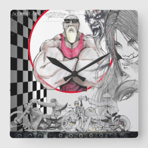 Harley Geschäfts-Uhr, Schwarzes, Weiß, Schachbre Quadratische Wanduhr