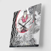 Harley Geschäfts-Uhr, Schwarzes, Weiß, Schachbrett Quadratische Wanduhr (Winkel)