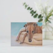 Harley Greyhound Dog Art Postcard Postkarte (Stehend Vorderseite)
