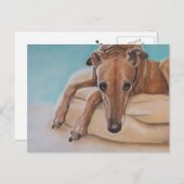 Harley Greyhound Dog Art Postcard Postkarte (Vorne/Hinten)