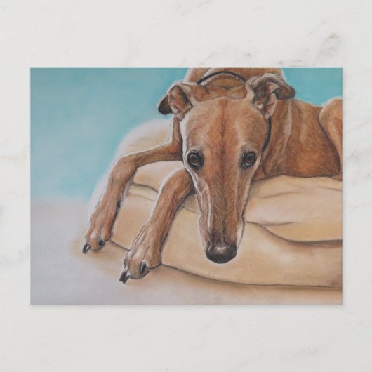 Harley Greyhound Dog Art Postcard Postkarte (Vorderseite)