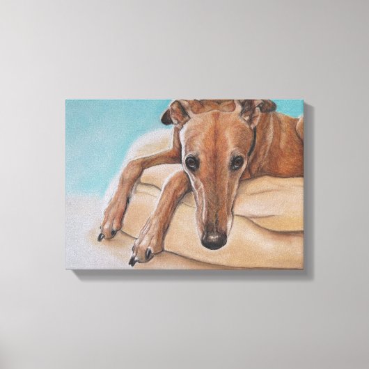 Harley Greyhound Dog Art Print Leinwanddruck (Vorderseite)
