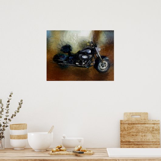 Harley Motorcycle Fine Art Print Poster (Küche)