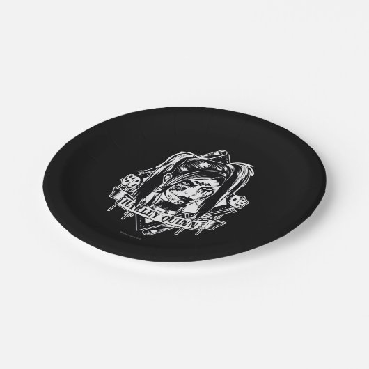 Harley Quinn Abzeichen Pappteller (Schrägansicht)