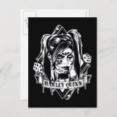 Harley Quinn Abzeichen Postkarte (Vorne/Hinten)