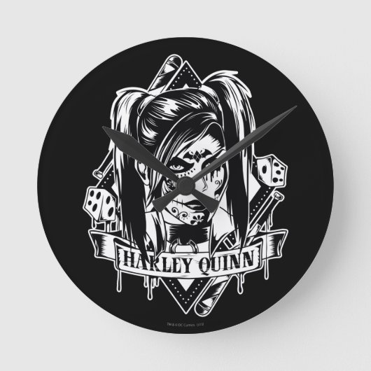 Harley Quinn Abzeichen Runde Wanduhr (Vorderseite)
