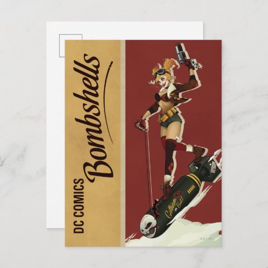 Harley Quinn Bombshells Pinup Postkarte (Vorne/Hinten)