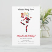 Harley Quinn Girls Birthday Einladung (Stehend Vorderseite)