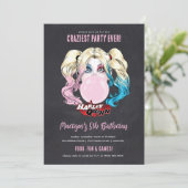 Harley Quinn Girls Chalkboard Geburtstag Einladung (Stehend Vorderseite)