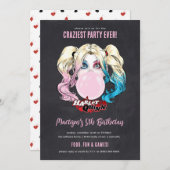 Harley Quinn Girls Chalkboard Geburtstag Einladung (Vorne/Hinten)
