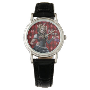 Harley Quinn mit flockigen Würfeln Armbanduhr
