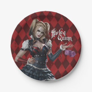 Harley Quinn mit flockigen Würfeln Pappteller