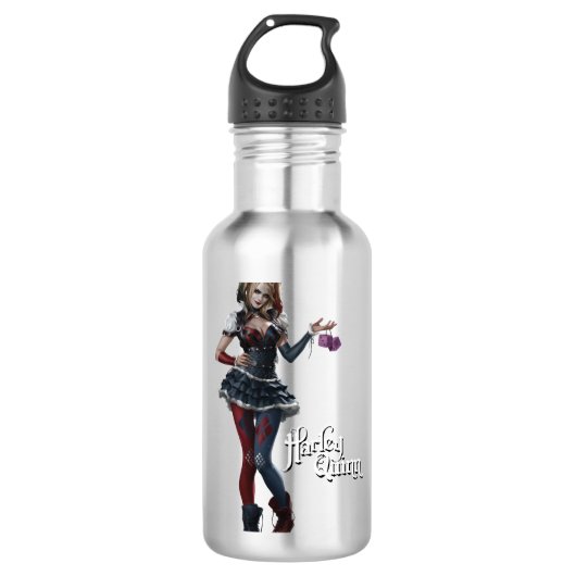 Harley Quinn mit Fuzzy Dice Edelstahlflasche (Vorderseite)