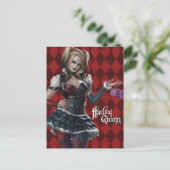 Harley Quinn mit Fuzzy Dice Postkarte (Stehend Vorderseite)