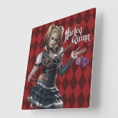 Harley Quinn mit Fuzzy Dice Quadratische Wanduhr (Winkel)