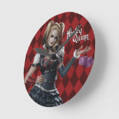 Harley Quinn mit Fuzzy Dice Runde Wanduhr (Winkel)