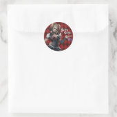 Harley Quinn mit Fuzzy Dice Runder Aufkleber (Tasche)