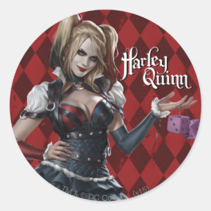Harley Quinn mit Fuzzy Dice Runder Aufkleber
