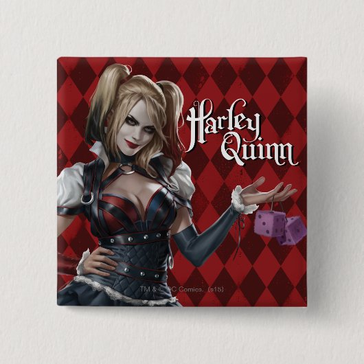 Harley Quinn With Fuzzy Dice Button (Vorderseite)