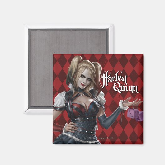 Harley Quinn With Fuzzy Dice Magnet (Vorderseite/Rückseite)