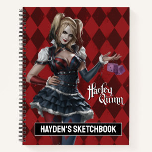 Harley Quinn Zeichnend mit Fuzzy Dice Notizblock