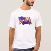 Harley Silhouette auf amerikanischer Flagge T-Shirt (Vorderseite)
