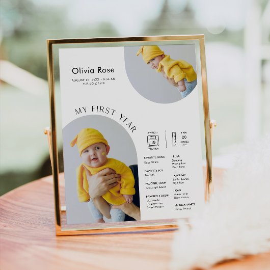 HARLOW 1. Geburtstag Meilenstein Infografik 8x10 Poster