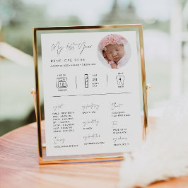 HARLOW 1. Geburtstag Meilensteine Infografik 8x10 Poster