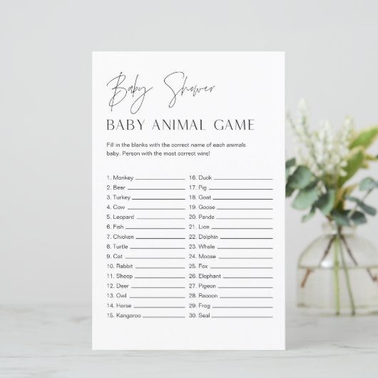 HARLOW Baby Animal Game Minimalistisch Baby Dusche (Stehend Vorderseite)