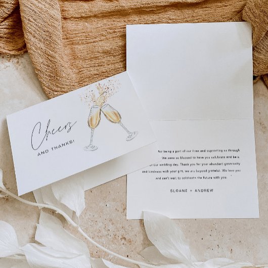 HARLOW Champagne Wedding Danke Card