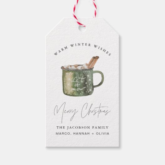 HARLOW Cosy Hot Cococoa Weihnachtsfamilie Geschenkanhänger (Vorderseite)