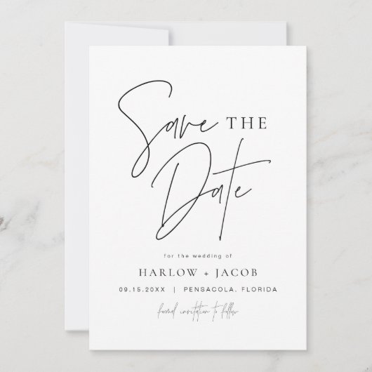 HARLOW Edgy Bold Modern Minimalistisch Save the Da Einladung (Vorderseite)