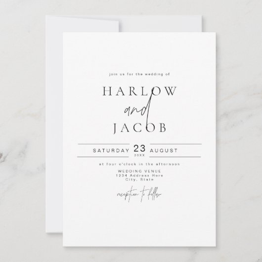 HARLOW Edgy Bold Moderne wir machen Foto Hochzeit Einladung (Vorderseite)