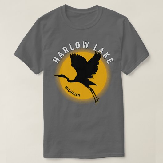 Harlow Lake in Michigan Heron Sunrise T-Shirt (Design vorne)