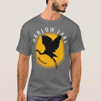 Harlow Lake in Michigan Heron Sunrise T-Shirt