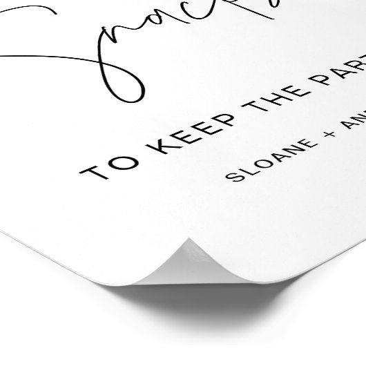 HARLOW Late Night Snacks Wedding Sign Poster (Ecke)