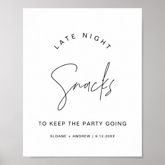 HARLOW Late Night Snacks Wedding Sign Poster (Vorne)