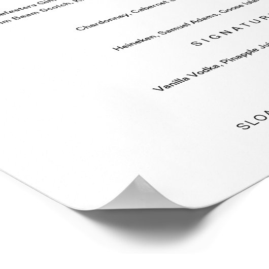 HARLOW Liebe ist berauschend Bar Menu-Zeichen 8x10 Poster (Ecke)