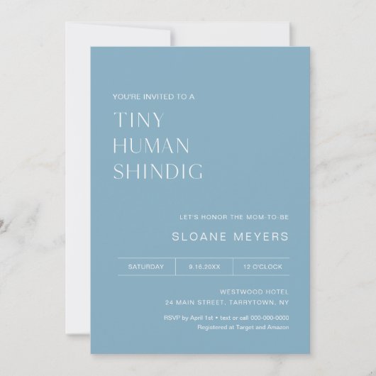 HARLOW Minimalistisch Baby Dusche Tiny Human Shind Einladung (Vorderseite)