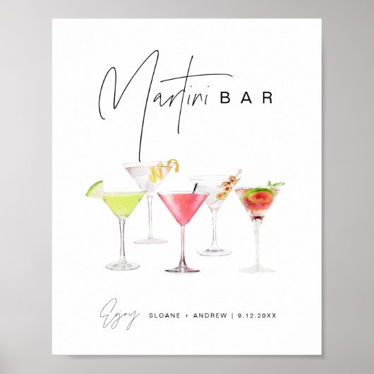 HARLOW Minimalistisch Martini Bar Sign Poster (Vorne)