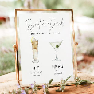 HARLOW Minimalistisch Signature Drink Hochzeit Bar Poster