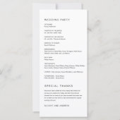 HARLOW Minimalistisch Wedding Program 4x9 (Rückseite)