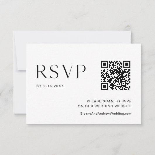 HARLOW Minimalistisch Wedding QR Code UAWG RSVP Karte (Vorderseite)